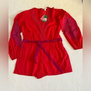 NWT Chelsea and Violet Livvy Red Romper Size L